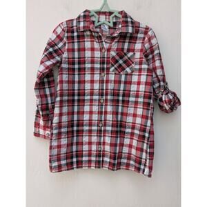 Carter's Girls Blouse Button Down Shirt Multicolor Plaid Long Sleeve Size 5